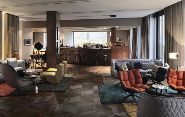 Интерьер, клуб, бар, Berlin, зона отдыха, Das Stue Hotel, by Patricia Urquiol Interior