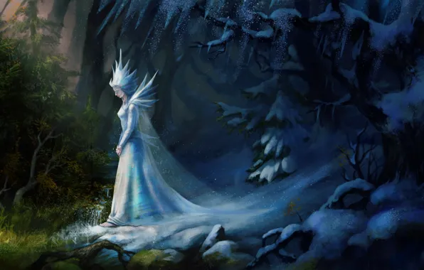 Картинка холод, лед, снег, природа, фантастика, арт, снежная королева