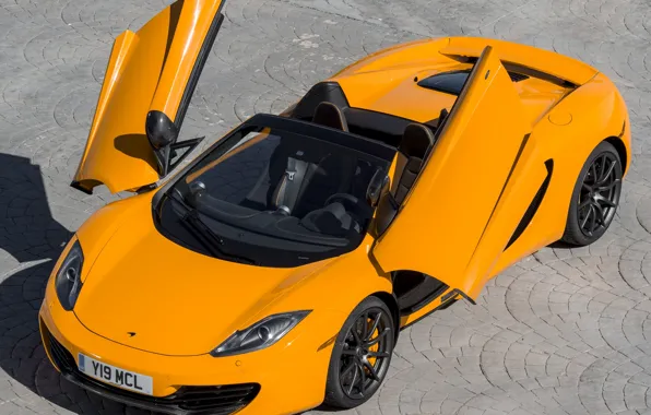 McLaren, supercar, Spyder, MP4-12C, orange, двери «крылья бабочки»