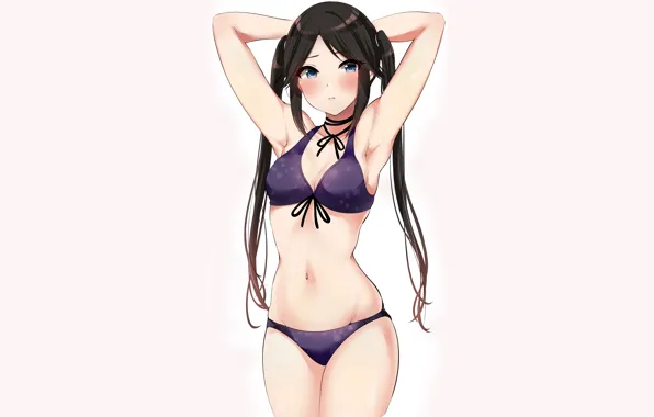 Girl, sexy, cleavage, long hair, boobs, anime, blue eyes, beautiful