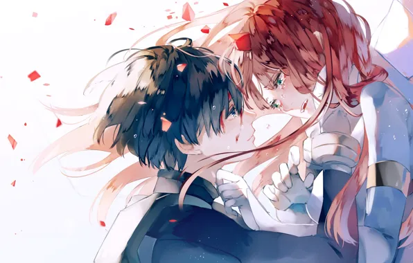 Девушка, парень, двое, слёзы, Darling In The Frankxx, Милый во Франксе