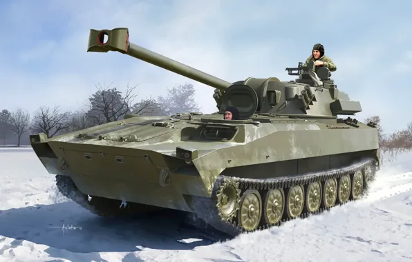 Арт, самоходка, ВС России, Хоста, Self-Propelled Howitzer/Mortar, Hosta, Russian 2S34