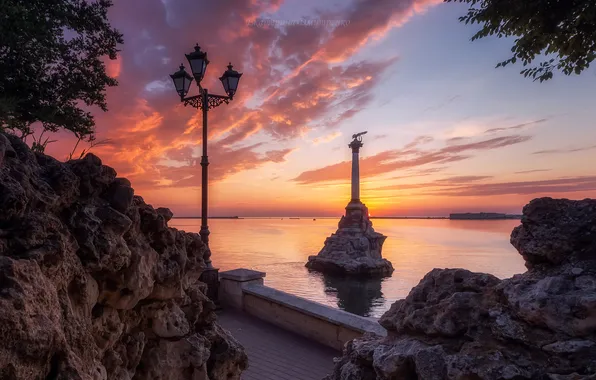 Sunset, lantern, marble