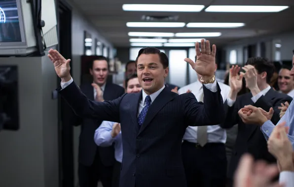 Картинка костюм, офис, Leonardo DiCaprio, The Wolf Of Wall Street, Лео ДиКаприо