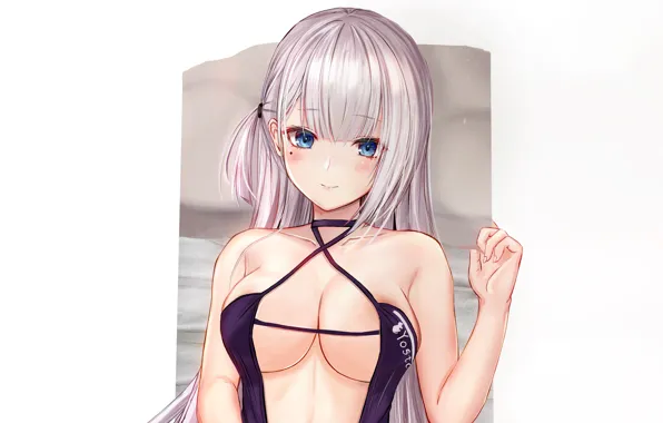 Girl, sexy, cleavage, long hair, dress, boobs, anime, beautiful