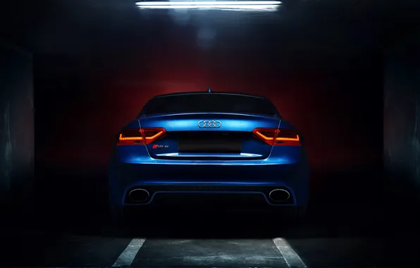 Audi, Blue, Glow, RS5, Coupe, Tuning, Garage, Backlights