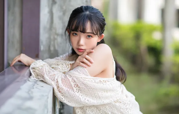 Взгляд, девушка, азиатка, милашка