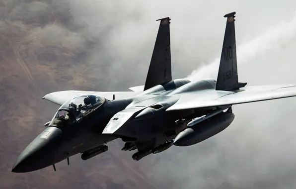 Картинка ВВС США, F-15E, Strike Eagle, McDonnell Douglas, американский двухместный истребитель-бомбардировщи
