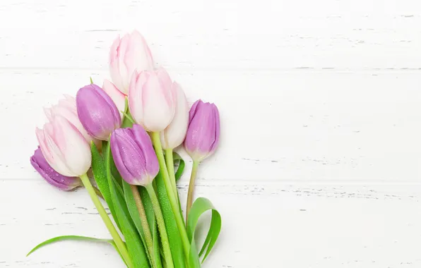 Картинка цветы, букет, тюльпаны, wood, pink, flowers, background, tulips