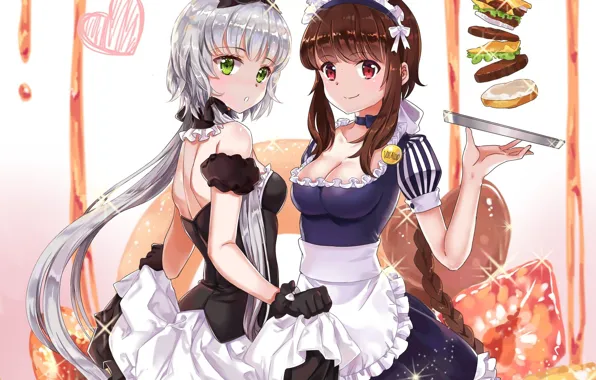 Сияние, декольте, перчатки, коса, vocaloid, вокалоид, униформа, зеленые глаза
