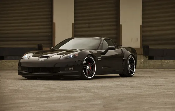 Corvette, black, chevrolet, tuning, корвет