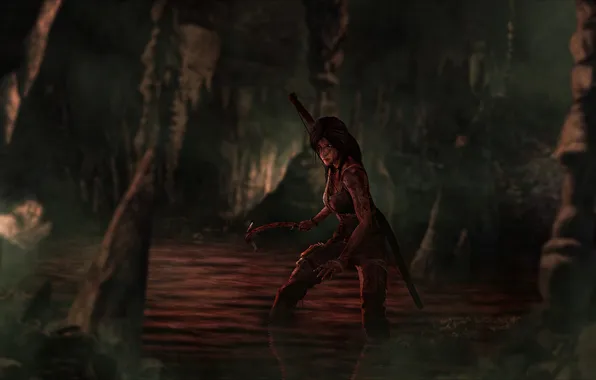 Картинка кровь, Tomb Raider, пещера, reborn, ледоруб