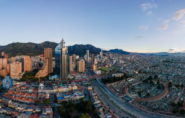 Summer, sky, panorama, background, mountain, people, business, bogota