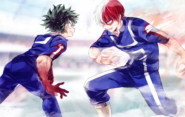 Бой, парни, Boku no Hero Academia, My Hero Academia, Мидория Изуку, Тодороки Шото, Моя геройская …