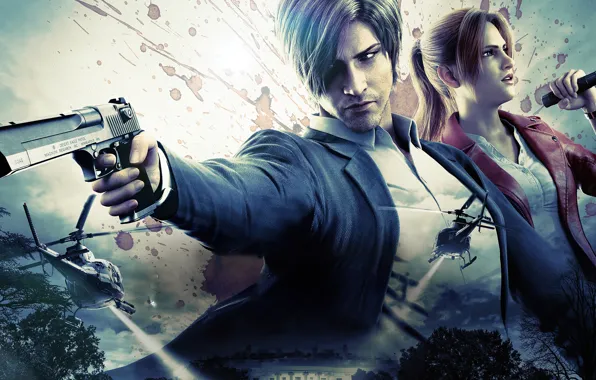 Фантастика, мультфильм, аниме, сериал, боевик, ужасы, Claire Redfield, Leon Kennedy