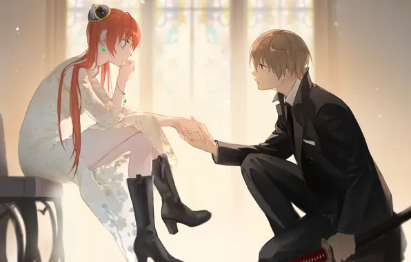 Девушка, романтика, парень, Gintama, Гинтама