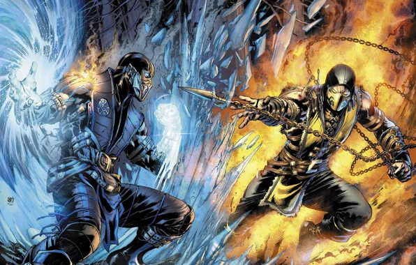 Картинка art, Scorpion, Sub-Zero, Mortal Kombat X