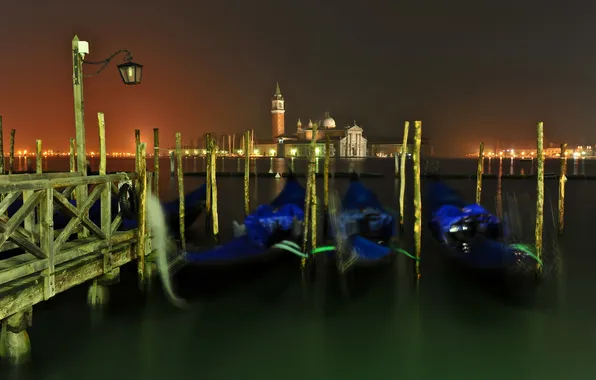 Картинка ночь, огни, Венеция, Venice, Grand canal, Гранд канал