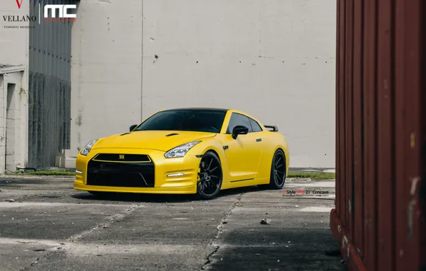 Картинка nissan, yellow, gtr, vellano