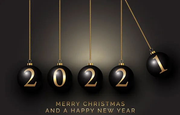 Картинка шары, цифры, Новый год, черный фон, new year, happy, black, balls