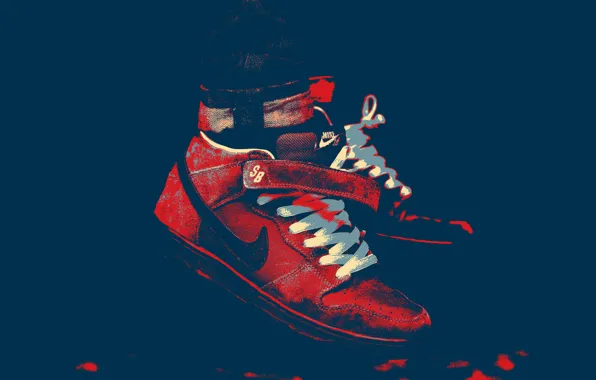 Красное, синее, брэнд, Nike, dunk