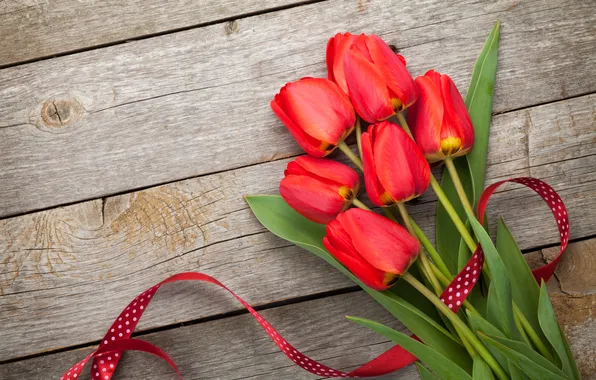 Цветы, букет, тюльпаны, красные, red, wood, flowers, romantic