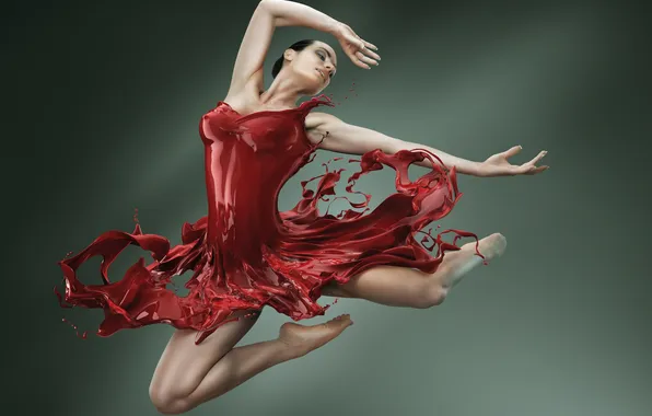 Картинка прыжок, балерина, красное вещество