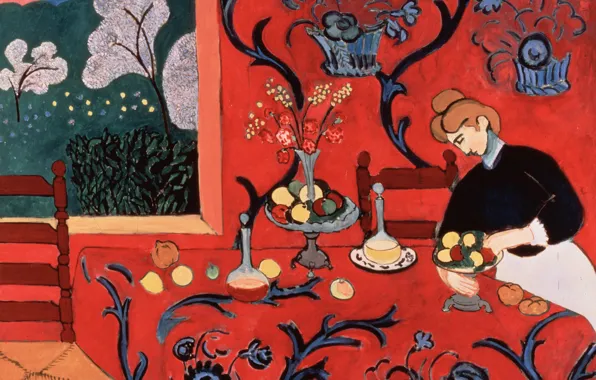 Интерьер, картина, Красная Комната, Henri Matisse, Анри Матисс, Гармония в Красном