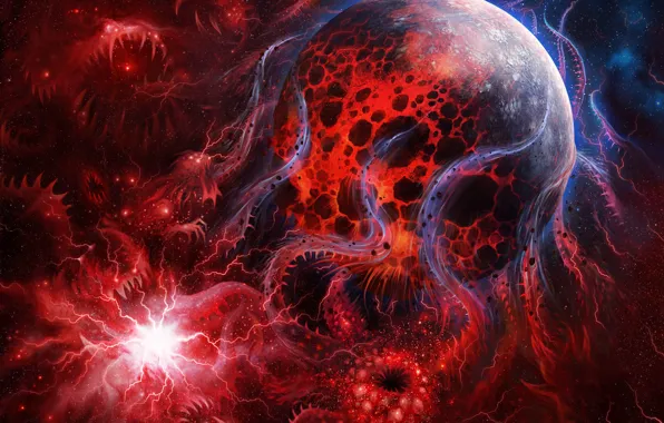 Картинка космос, красный, art