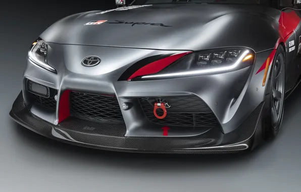 Серый, фон, купе, перед, Toyota, 2020, GR Supra Track Concept