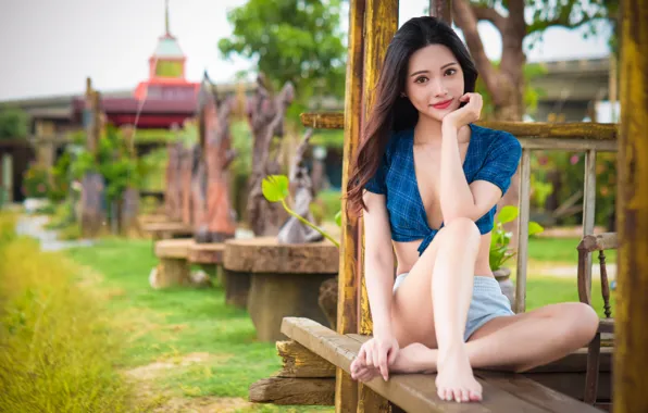 Картинка девушка, позитив, брюнетка, декольте, girl, азиатка, asian, asian girls