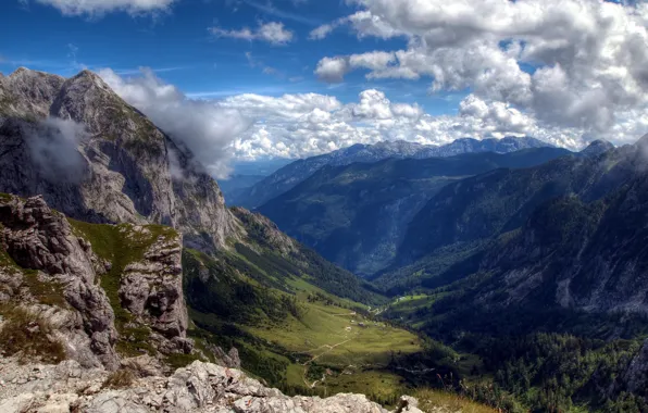 Картинка небо, облака, горы, камни, Austria