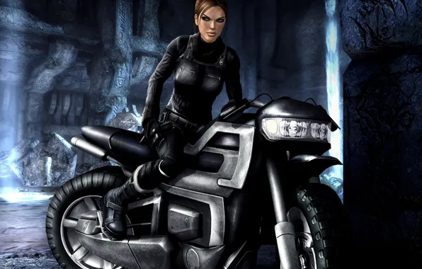 Картинка девушка, мотоцикл, Tomb Raider, Лара Крофт, расхитительница гробниц