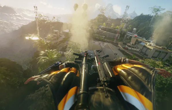 Полет, город, скриншот, screenshot, Avalanche Studios, action adventure, Just Cause 4