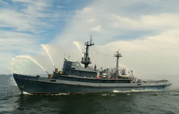 ВМФ, учения, Вспомогательный Флот, пожарный корабль
