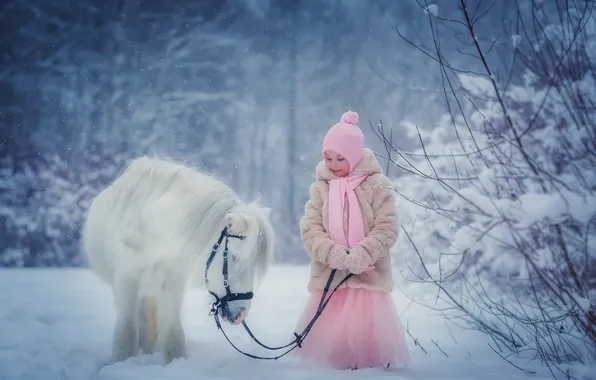 Картинка зима, снег, природа, ребенок