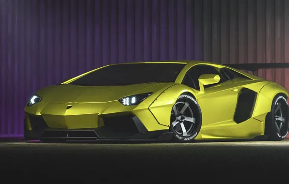 Авто, Зеленый, Машина, Car, Суперкар, Aventador, Lamborghini Aventador, Передок