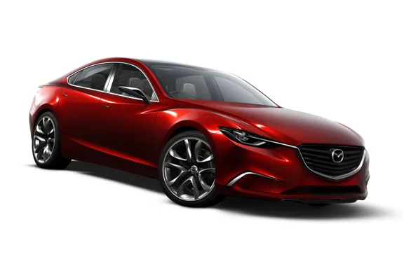 Красный, Авто, concept, Mazda, на белом фоне