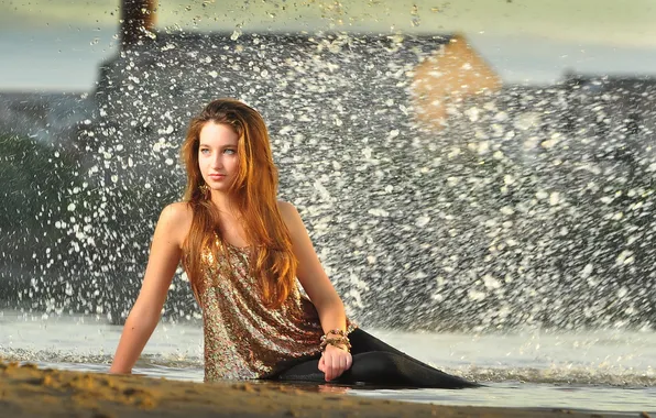 Волны, взгляд, девушка