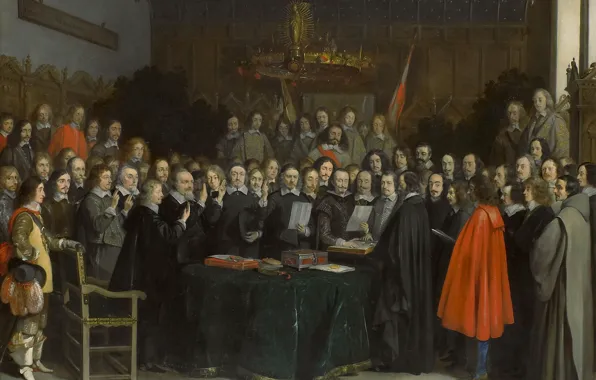 Масло, картина, 1648, Герард Терборх, Gerard ter Borch, Инаугурация Вестфальского Мира