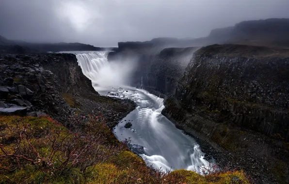 Картинка водопад, каньон, Исландия, Iceland, Dettifoss