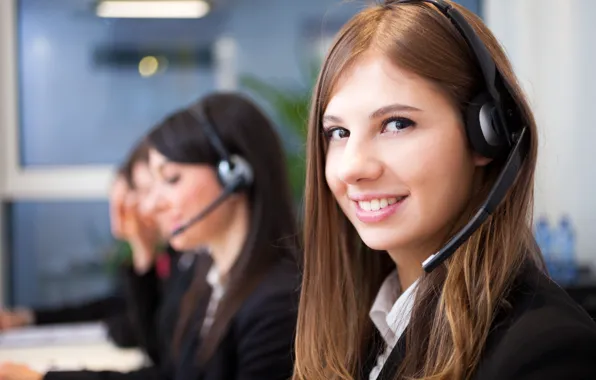 Woman, smile, working
