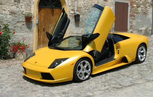 Lamborghini murcielago, Жёлтая, Ламба, Ламборджини.