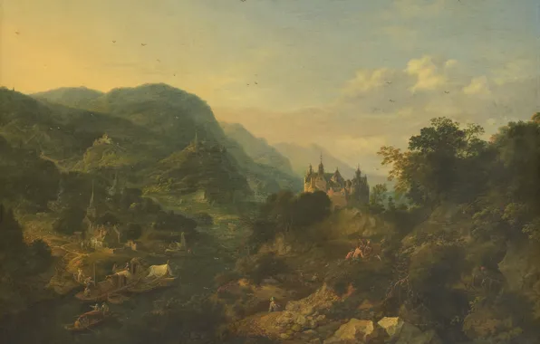 Пейзаж, масло, картина, Вид Реки, 1700, Ян Гриффье, Jan Griffier