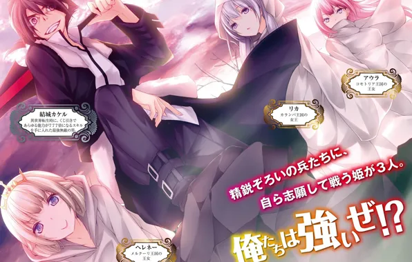 Улыбка, оружие, девушки, парень, kujibiki tokushou musou harem ken