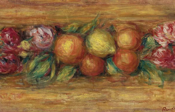 Картина, 1915, Пьер Огюст Ренуар, Pierre Auguste Renoir, Гирлянда из Фруктов и Цветов