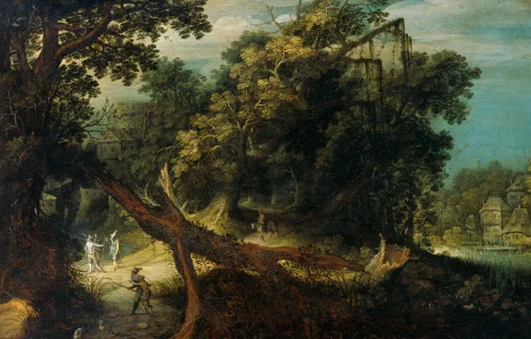 Природа, дерево, масло, картина, Горный Пейзаж, Adriaen van Stalbemt