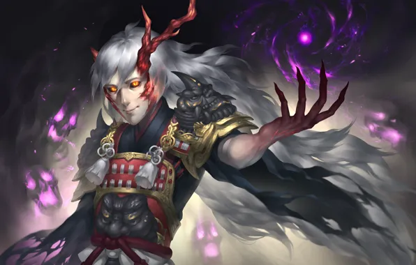 Рука, демон, art, доспех, onmyoji, ibaraki douji