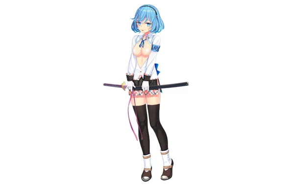 Girl, sword, sexy, thighhighs, legs, boobs, anime, beautiful