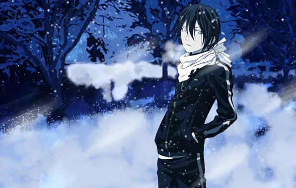 Картинка Аниме, снег., Yato, Noragami